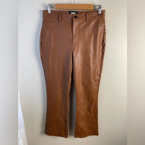 Paige Claudine Ankle Flare Jeans Faux Leather in Dark Argan size 28 NWOT - Picture 5 of 15
